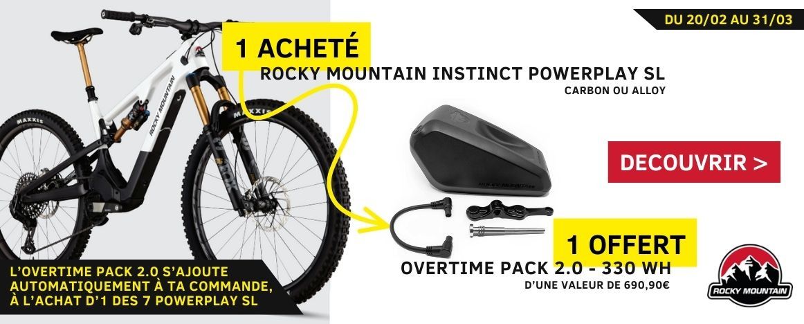 Pour l'achat d'un Rocky Mountain Instinct Powerplay SL, 1 Overtime pack 2.0 est offert !